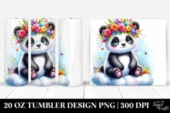Cartoon Panda with Flower Crown 20 Oz Tumbler Product Image 1