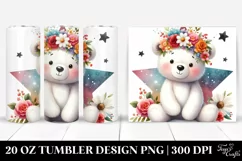 Cartoon Bear with Flower Crown 20 Oz Tumbler Product Image 1