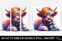 Cute Highlandcow Watercolor Tumbler Product Image 1