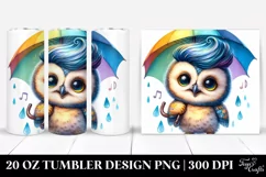 a Vibrant Baby Owl Playing with Umbrella | 20 oz Tumbler Product Image 1