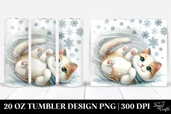 Whimsical Cat in Snow Clipart 20 Oz Tumbler Product Image 1
