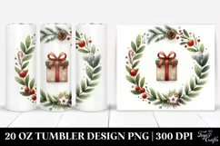 Retro Christmas Gift Clipart, Transparent 20 Oz Tumbler Product Image 1