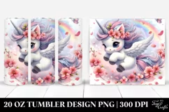 Cute Baby Unicorn Tumbling with Spring Petals | 20 oz Product Image 1