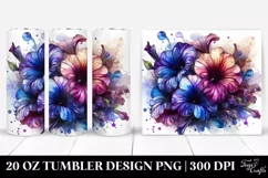 Glossy Petunia Watercolor Splash | 20 oz Tumbler Product Image 1