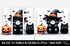 Simple Funny Halloween Clipart with Black Cat 20 Oz Tumbler Product Image 1