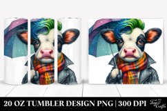 Modest Baby Cow with Raincoat and Umbrella 20 Oz Tumbler Product Image 1