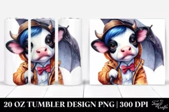 Modest Baby Cow with Raincoat and Umbrella 20 Oz Tumbler Product Image 1