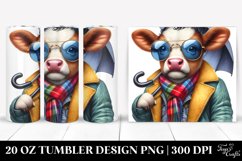 Modest Baby Cow with Raincoat and Umbrella 20 Oz Tumbler Product Image 1