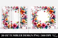 20 Oz Tumbler Sublimation | Colorful Cherry Blossom Text Product Image 1