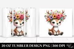 Cute Deer with Flower Crown 20 Oz Tumbler Product Image 1