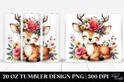Cute Deer with Flower Crown 20 Oz Tumbler Product Image 1