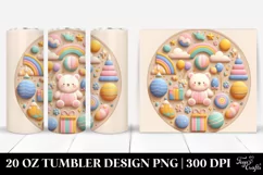 Colorful Bear in 3D Scene, Transparent 20 Oz Tumbler Product Image 1