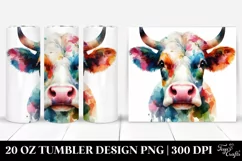 Colorful Watercolor Cow | 20 oz Tumbler Product Image 1
