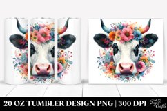 Colorful Watercolor Cow | 20 Oz Tumbler Product Image 1