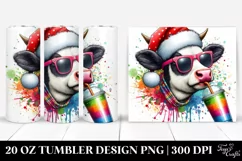 Colorful Cow Drinking | 20 oz Tumbler Product Image 1