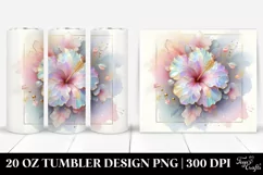 Abstract Pastel Hibiscus Tumbler Design Product Image 1