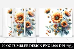 Washed Watercolor Sunflower Glossy Petals 20 oz Tumbler Product Image 1