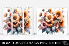 Washed Watercolor Sunflower Glossy Petals 20 oz Tumbler Product Image 1
