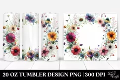 Watercolor Wild Flowers Colorful Frame | 20 oz Tumbler Product Image 1