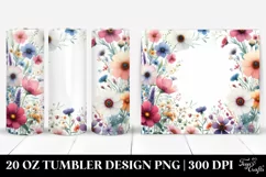 Watercolor Wild Flowers Colorful Frame | 20 oz Tumbler Product Image 1