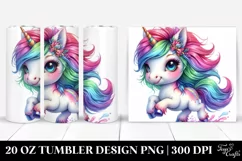 Dressed Baby Unicorn Clipart, Transparent 20 Oz Tumbler Product Image 1