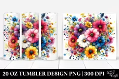 Vibrant Flower Watercolor Drawing | 20 oz Tumbler Product Image 1