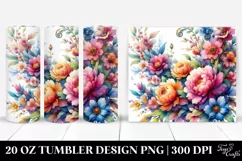 Watercolor Vibrant Drawing with Flowers | 20 oz Tumbler Product Image 1