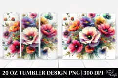 Watercolor Vibrant Drawing with Flowers | 20 oz Tumbler Product Image 1