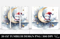 cute Santa on Moon 20 oz Tumbler Product Image 1
