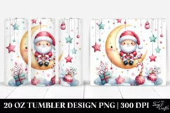 cute Santa on Moon 20 oz Tumbler Product Image 1