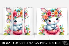 Cute Cartoon Bunny Flower | 20 oz Tumbler Product Image 1