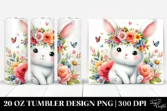 Cute Cartoon Bunny Flower | 20 oz Tumbler Product Image 1