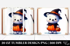 Cute Baby Polar Bear in Halloween Moon 20 Oz Tumbler Product Image 1