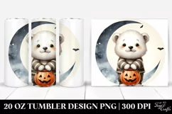 Cute Baby Polar Bear in Halloween Moon 20 Oz Tumbler Product Image 1