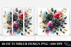 Colorful Floral Frame with Black Roses | 20 oz Tumbler Product Image 1