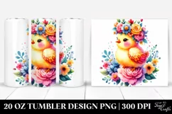 Vibrant Chicken with Flower Crown, Transparent 20 Oz Tumbler Product Image 1