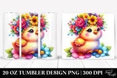Cute Cartoon Chicken with Flower Crown Product Image 1