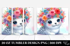 Vibrant Seal with Flower Crown | 20 oz Tumbler Product Image 1