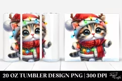 Kitten with Reindeer Horns and Sky Goggles 20 Oz Tumbler Product Image 1