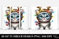 Kitten with Reindeer Horns and Sky Goggles 20 Oz Tumbler Product Image 1