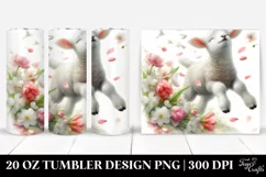 20 Oz Tumbler Sublimation | Tumbling Lamb with Spring Petals Product Image 1