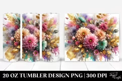 Chrysanthemum Gold Foil Bouquet 20 oz Tumbler Product Image 1