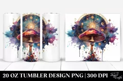 Vibrant Magical Mushroom, Transparent 20 Oz Tumbler Product Image 1