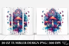 Vibrant Magical Mushroom, Transparent 20 Oz Tumbler Product Image 1