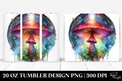 Vibrant Magical Mushroom, Transparent 20 Oz Tumbler Product Image 1