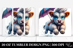 Highland Cow Jumping with Umbrella, Transparent 20 Oz Product Image 1