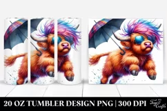 Highland Cow Jumping with Umbrella, Transparent 20 Oz Product Image 1