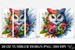 Vibrant Owl 3D Flowers. 20 oz Tumbler Design Product Image 1