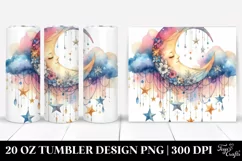 Washed Watercolor Colorful Half Moon Stars | 20 oz Tumbler Product Image 1