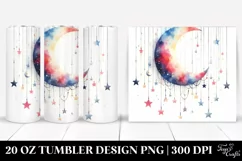 Washed Watercolor Colorful Half Moon Stars | 20 oz Tumbler Product Image 1